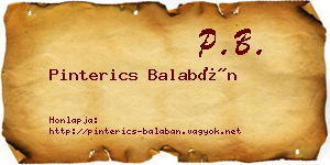 Pinterics Balabán névjegykártya